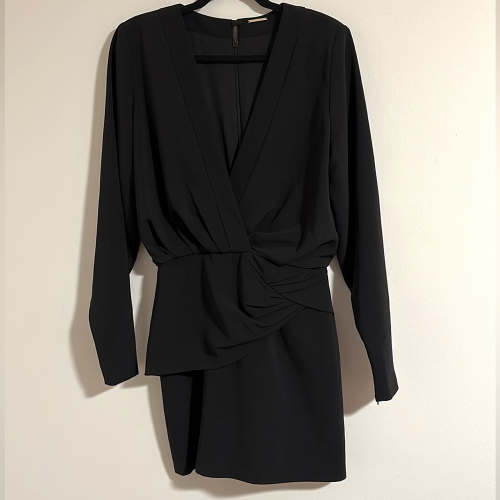 Alexis Elegant Black V-Neck Mini Dress - Picture 2 of 10